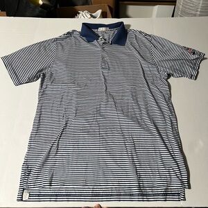 Peter Millar White and Blue Striped Polo